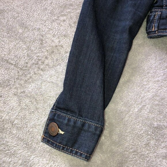 AMERICAN EAGLE Dark Wash Stretch Denim Jean Jacket ASO Elena Gilbert - Picture 10 of 13